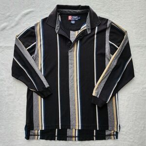 Chaps Ralph Lauren Polo Shirt‎ Mens Small Black Striped Long Sleeve Rugby Preppy